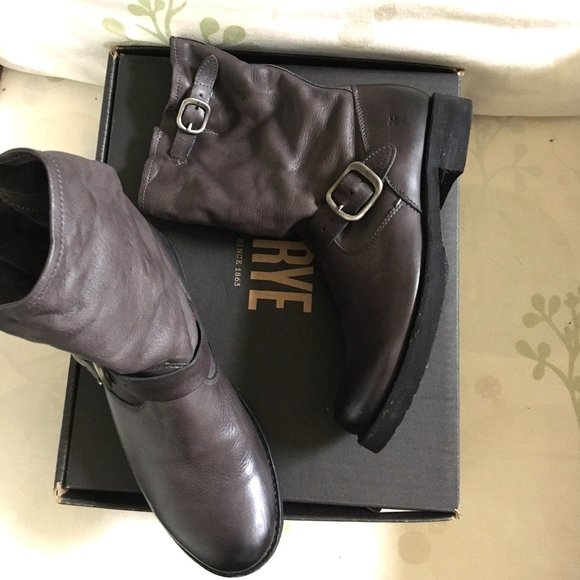 Frye Veronica Slouchy Leather Boots Size 8 - Smoke - Picture 1 of 8